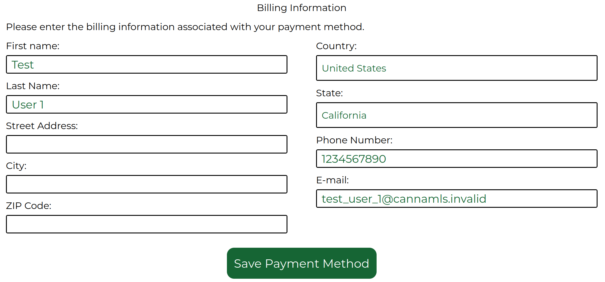 a screenshot of the CannaMLS payment data pane