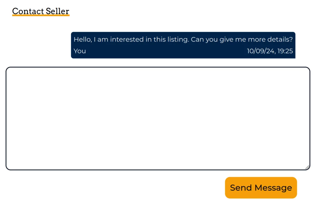 a screenshot of the CannaMLS contact listing section, with a message in the messaging stream